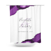 Elegant Paarse Agaat Zilveren Pas getrouwd Bruilof Douchegordijn