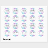 Elegant paarse aqua waterverf bedankt ronde sticker (Vel)