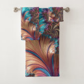 Elegant Paarse Blauw Abstract Veer Patroon Bad Handdoek (Insitu)