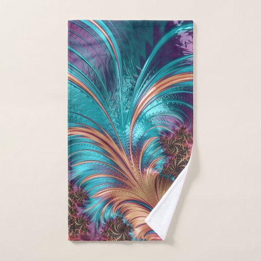 Elegant Paarse Blauw Abstract Veer Patroon Bad Handdoek (Handdoek)