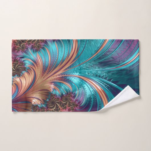 Elegant Paarse Blauw Abstract Veer Patroon Bad Handdoek (Handdoek)