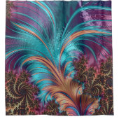 Elegant Paarse Blauw Abstract Veer Patroon Douchegordijn (Voorkant)