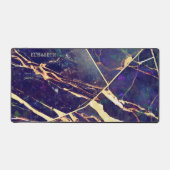 Elegant Paarse Blauw Goud Marmer Naam toevoegen Mo Bureaumat (Voorkant)