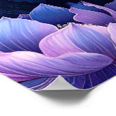 Elegant Paarse Blauwe Lotus Patroon Poster (Hoek)