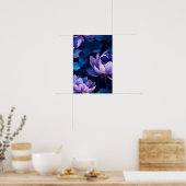 Elegant Paarse Blauwe Lotus Patroon Poster (Keuken)