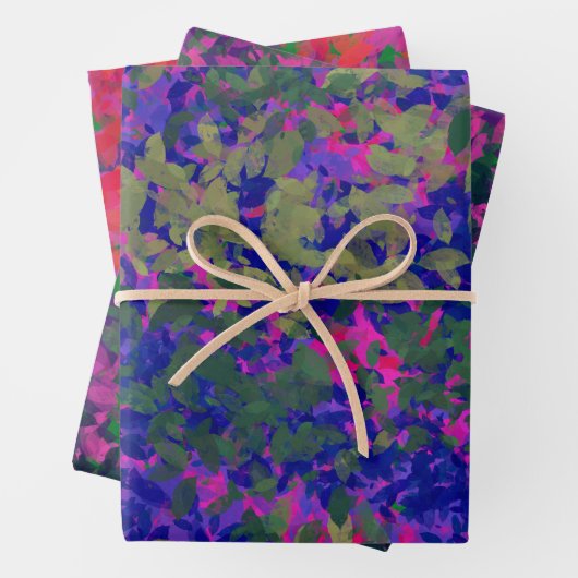 Elegant Paarse Blauwe Roze en Rode Florals Inpakpapier Vel (In situ)