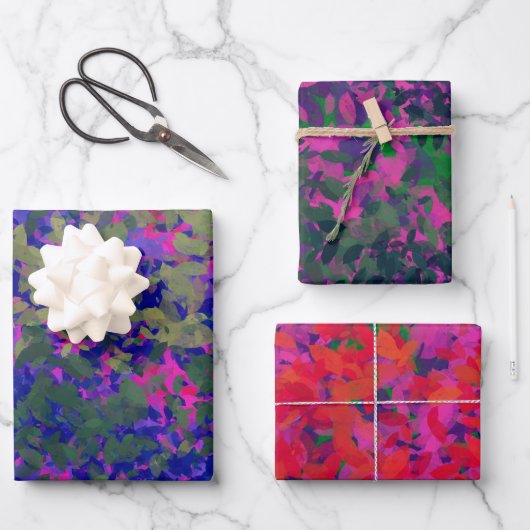 Elegant Paarse Blauwe Roze en Rode Florals Inpakpapier Vel (Voorkant)