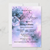 Elegant Paarse Blauwe Waterverf Rozen Vrijgezellen Kaart (Voorkant)