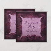 Elegant Paarse Bling & Bow Engagement Party Kaart (Voorkant / Achterkant)