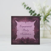 Elegant Paarse Bling & Bow Engagement Party Kaart (Staand voorkant)