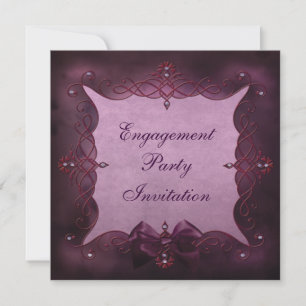 Elegant Paarse Bling & Bow Engagement Party Kaart