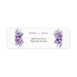 Elegant Paarse bloem gepersonaliseerd retouradres Etiket