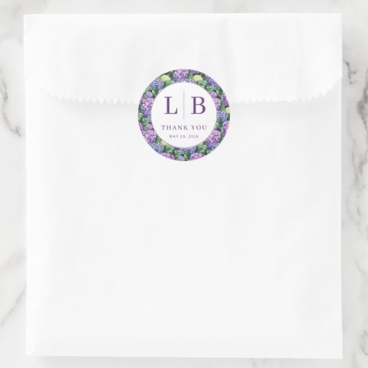Elegant Paarse Bloem Ronde Sticker (Tas)