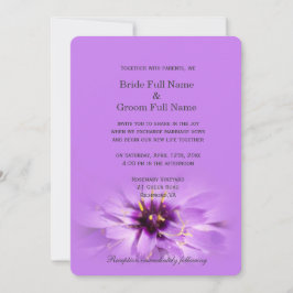 Elegant,  paarse bloembruiloft kaart