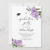 Elegant Paarse Bloemen Afstudeerfeest Kaart (Voorkant)