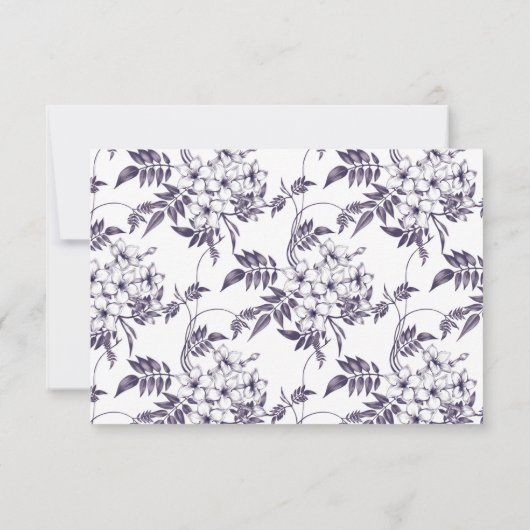 Elegant Paarse Bloemen Bruiloft Gast Detail (Achterkant)