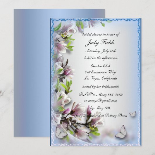 Elegant Paarse bloemen en vlinder Vrijgezellenfees Kaart (Voorkant / Achterkant)