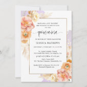 Elegant, Paarse bloemen en Waterverf Quinceañera Kaart (Voorkant)