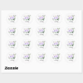 Elegant Paarse Bloemen Oh Baby shower Ronde Sticker (Vel)