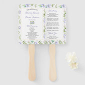 Elegant Paarse Bloemen Trouwprogramma Hand Fan Handwaaier (Voorkant en achterkant)