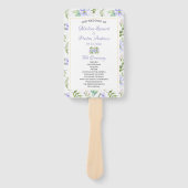 Elegant Paarse Bloemen Trouwprogramma Hand Fan Handwaaier (Voorkant)