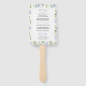 Elegant Paarse Bloemen Trouwprogramma Hand Fan Handwaaier (Achterkant)