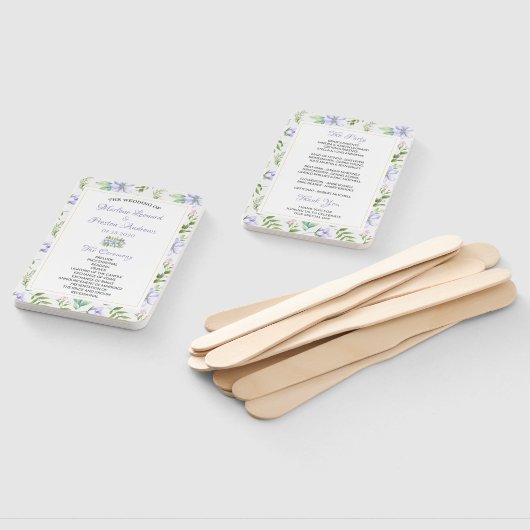 Elegant Paarse Bloemen Trouwprogramma Hand Fan Handwaaier (Niet-gemonteerd)