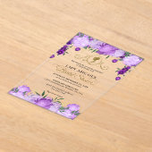 Elegant Paarse Bloemen Victoriaans Vrijgezellenfee Acryl Uitnodigingen (Laagn)