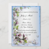 Elegant Paarse Bloemen Vlinder Verlovingsfeest Kaart (Voorkant)