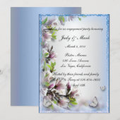 Elegant Paarse Bloemen Vlinder Verlovingsfeest Kaart (Voorkant / Achterkant)