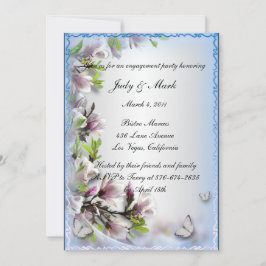 Elegant Paarse Bloemen Vlinder Verlovingsfeest Kaart