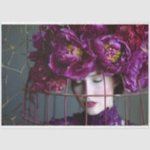 Elegant Paarse Bloemen Vogelkooi Pet Tissuepapier (Voorkant)