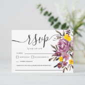 Elegant Paarse bloemenbruiloft rsvp monogram (Staand voorkant)