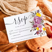 Elegant Paarse bloemenbruiloft rsvp monogram