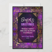 Elegant paarse bloemengoud Kerstmis nieuwjaar (Voorkant)