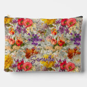 Elegant paarse bloemengrijs patroonmonogram etui (Voorkant)