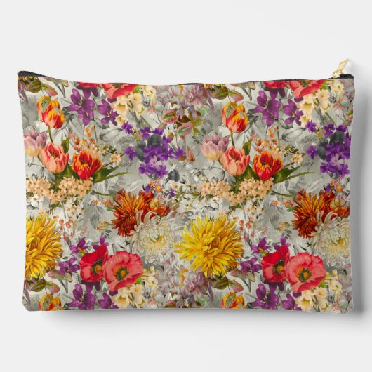 Elegant paarse bloemengrijs patroonmonogram etui (Achterkant)