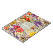Elegant paarse bloemengrijs patroonmonogram notitieboek (Linkerzijde)