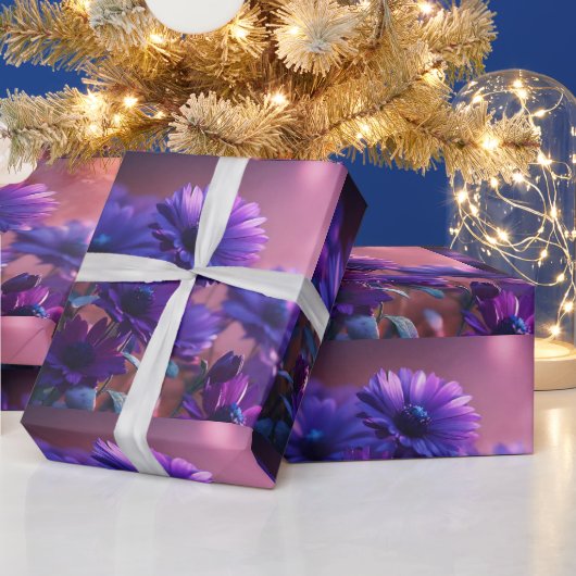 Elegant paarse bloemenontwerp cadeaupapier (Feestdagen)