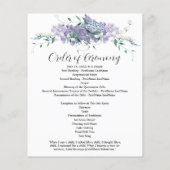 Elegant Paarse bloemenquinceanera programma (Achterkant)