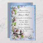 Elegant Paarse bloemenvlinder repetitie diner Kaart (Voorkant / Achterkant)