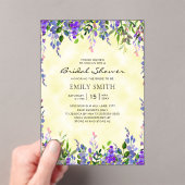 Elegant Paarse Bloemgeel Vrijgezellenfeest Acryl Uitnodigingen (Insitu (Draagbaar))