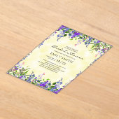 Elegant Paarse Bloemgeel Vrijgezellenfeest Acryl Uitnodigingen (Laagn)