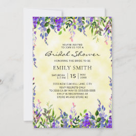 Elegant Paarse Bloemgeel Vrijgezellenfeest Kaart