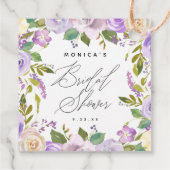 Elegant Paarse bloemige dubbelzijdig Vrijgezellenf Bedankjes Labels (Achterkant)