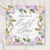 Elegant Paarse bloemige dubbelzijdig Vrijgezellenf Bedankjes Labels (Voorkant)