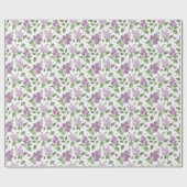 Elegant Paarse Bloemmotief Cadeaupapier (Vlak)