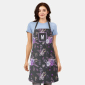 Elegant Paarse bloemmotief | Monogram Schort (Gedragen)