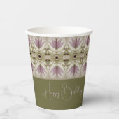 Elegant Paarse bloemmotief Papieren Bekers (Voorkant)