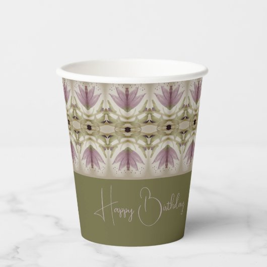Elegant Paarse bloemmotief Papieren Bekers (Voorkant)